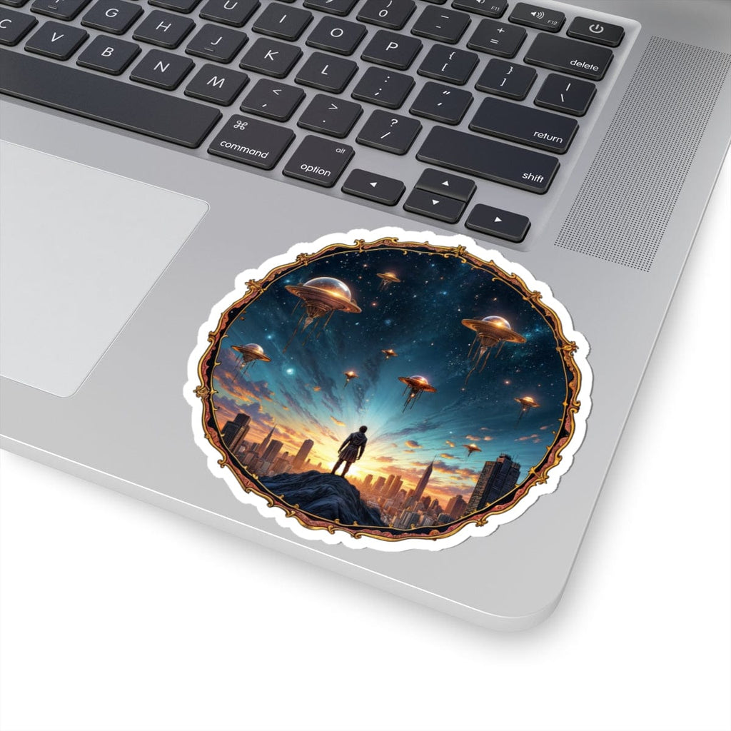 Printify Paper products 4" × 4" / White Galactic Connections - UFO & Cosmic Kiss-Cut Stickers