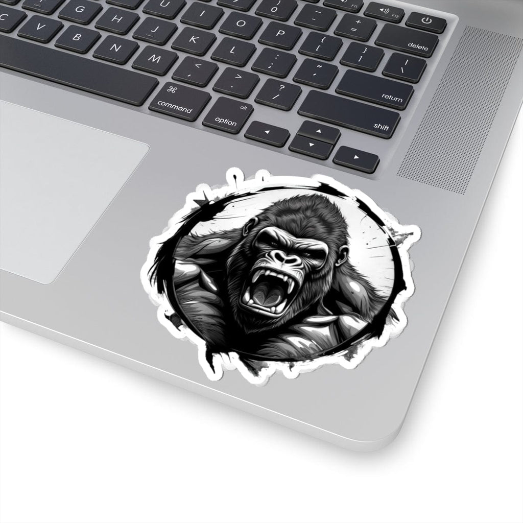Printify Paper products 4" × 4" / White Gorilla Head - Wild & Fierce Kiss-Cut Stickers