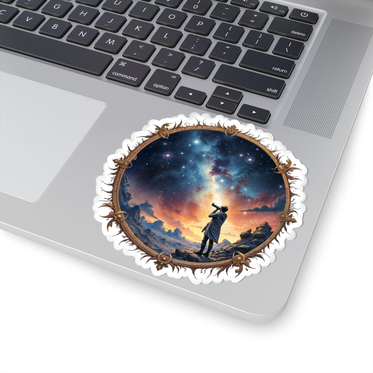 Printify Paper products 4" × 4" / White I Choose to Believe - UFO & Cosmic Kiss-Cut Stickers