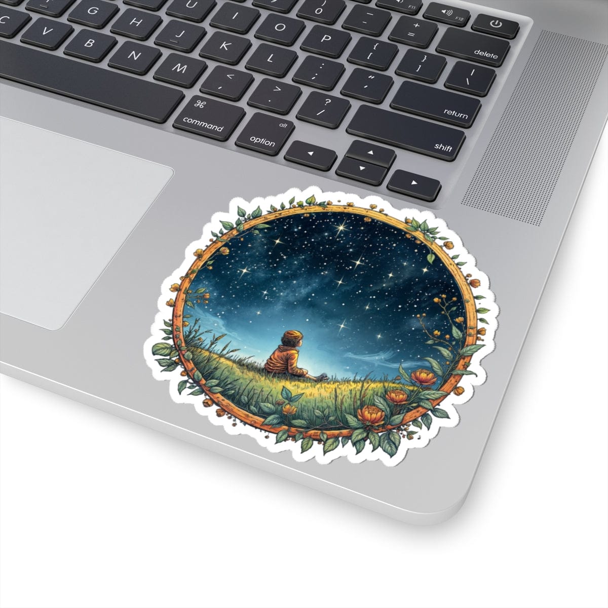 Printify Paper products 4" × 4" / White Keep Your Eyes on the Skies - UFO & Cosmic Kiss-Cut Stickers