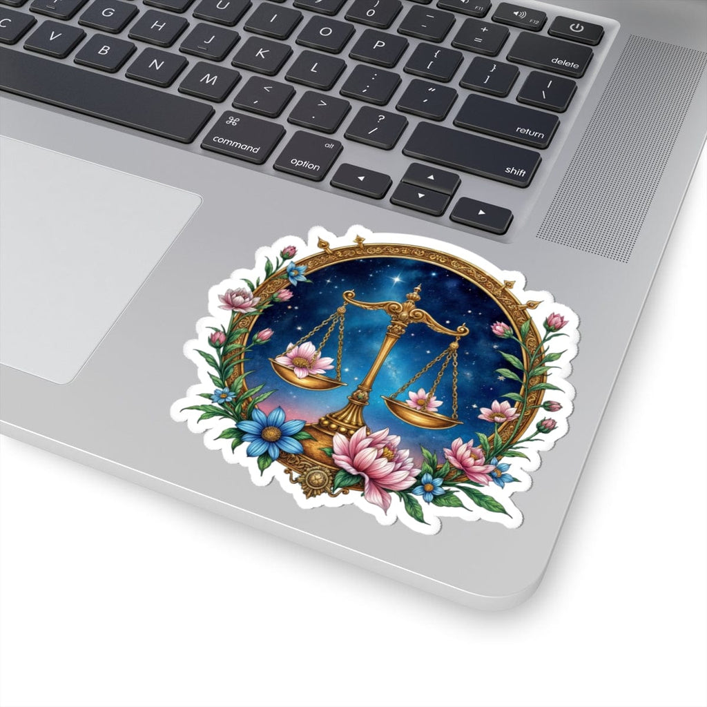 Printify Paper products 4" × 4" / White Libra - Zodiac Astrology Kiss-Cut Stickers