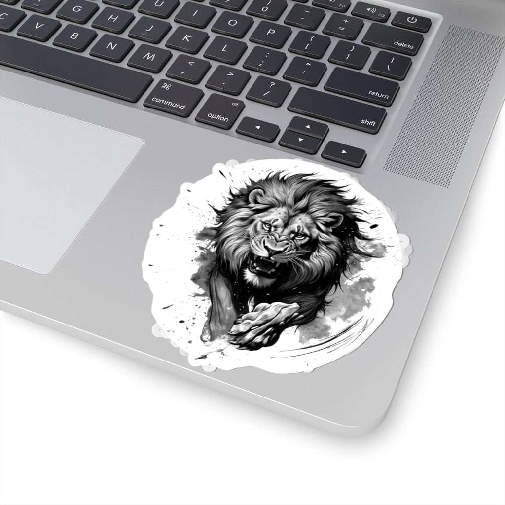 Printify Paper products 4" × 4" / White Lion Charge - Wild & Fierce Kiss-Cut Stickers