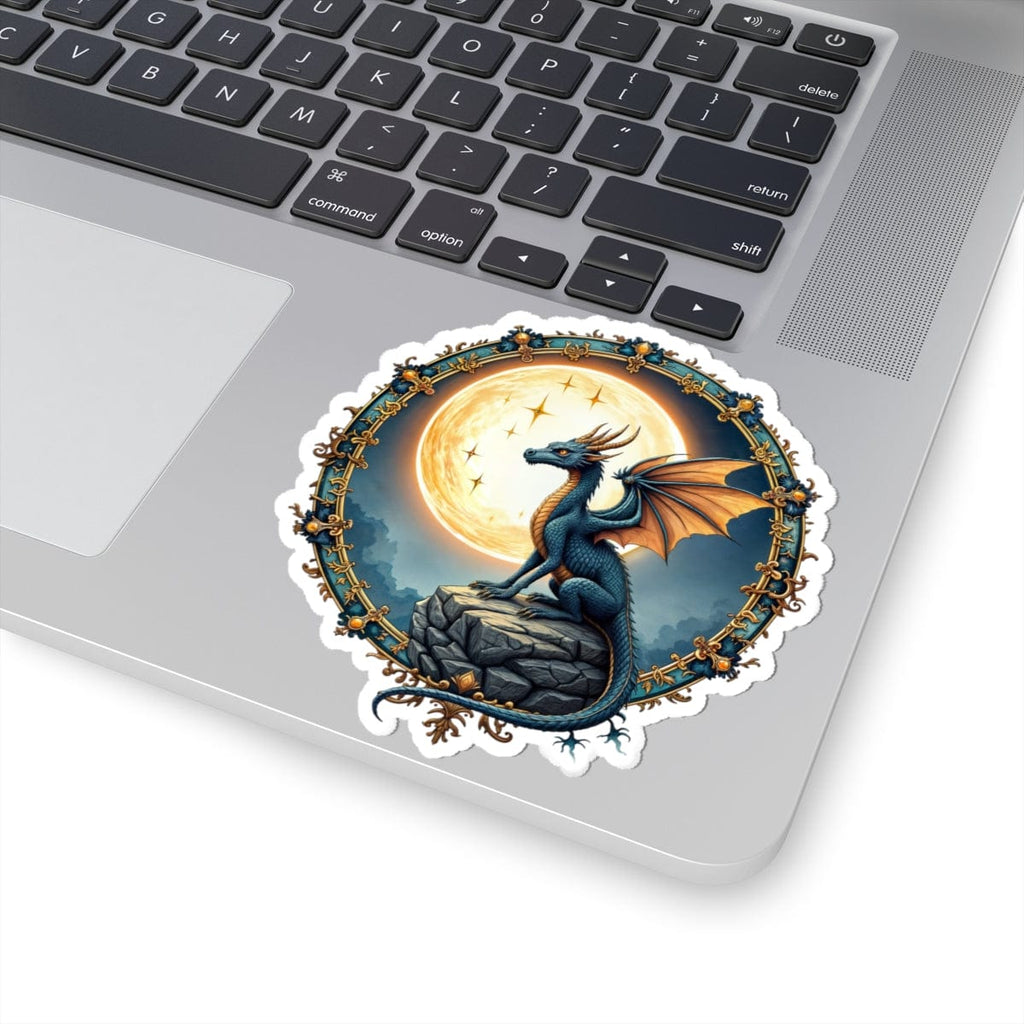 Printify Paper products 4" × 4" / White Lunar Ember - Dragons & Magic Kiss-Cut Stickers