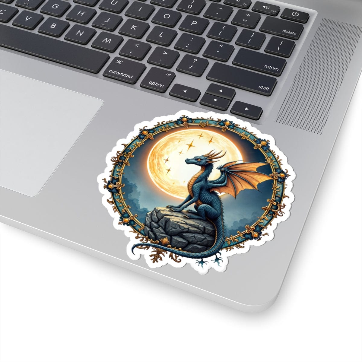 Printify Paper products 4" × 4" / White Lunar Ember - Dragons & Magic Kiss-Cut Stickers