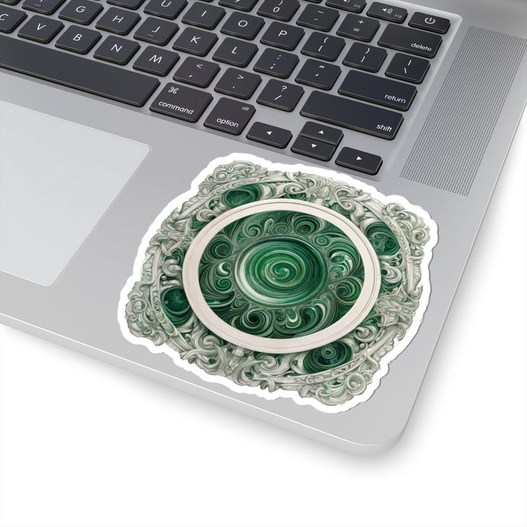 Printify Paper products 4" × 4" / White Malachite - Crystals & Gemstones Kiss-Cut Stickers