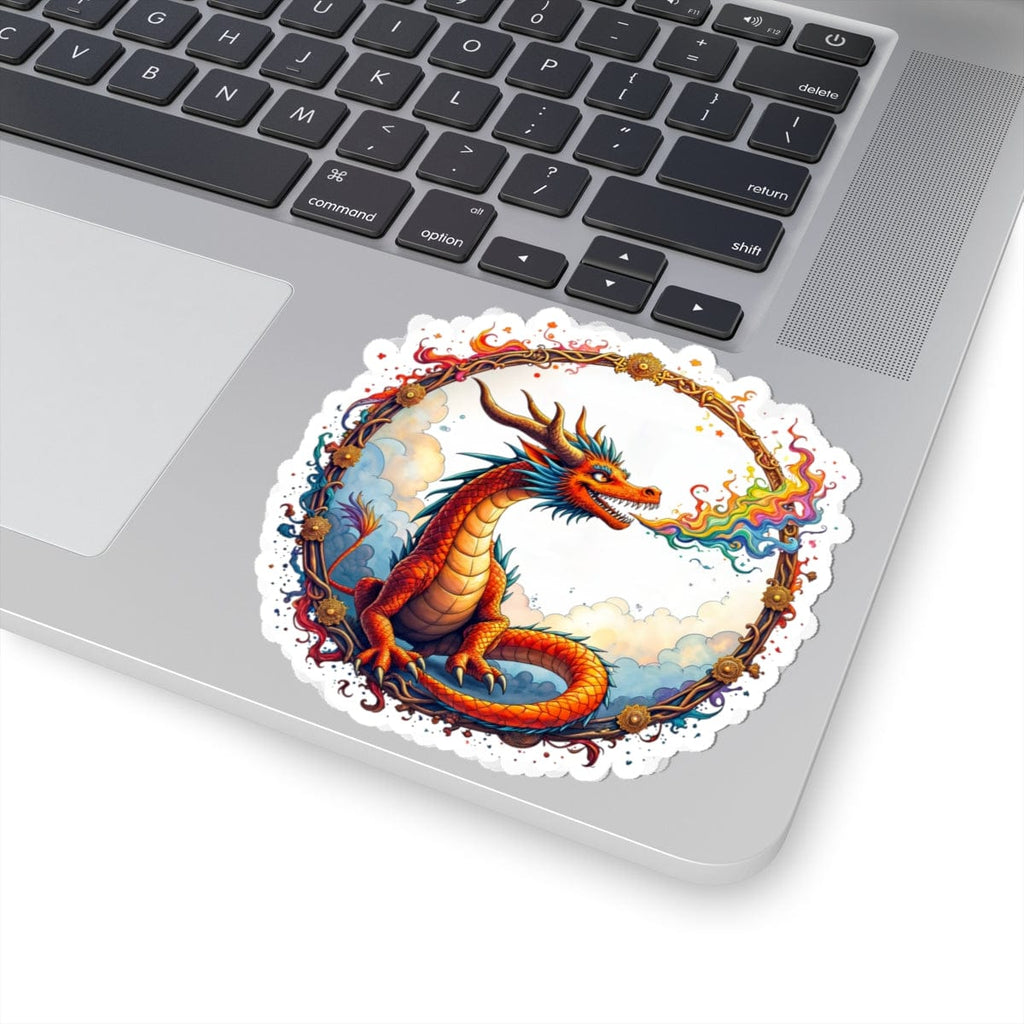 Printify Paper products 4" × 4" / White Prismfire - Dragons & Magic Kiss-Cut Stickers