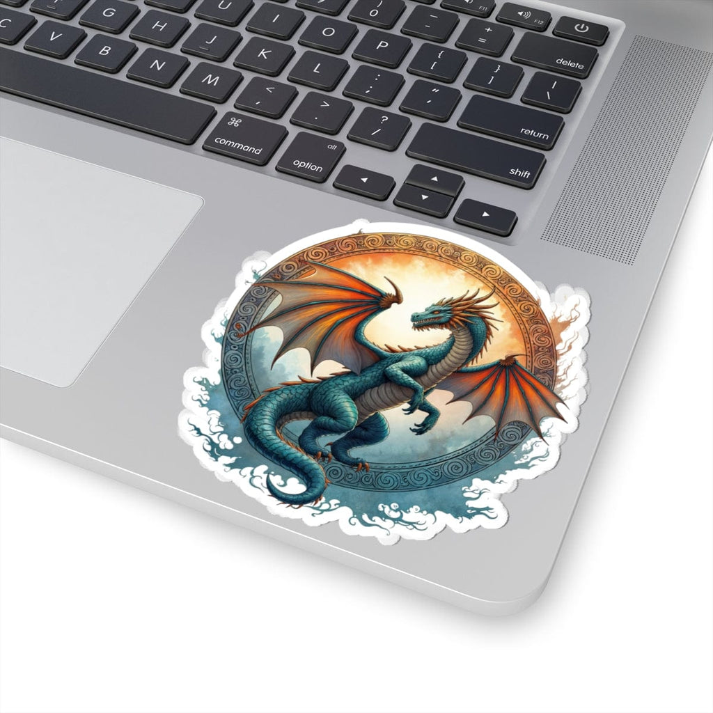 Printify Paper products 4" × 4" / White Skyfire Dragon - Dragons & Magic Kiss-Cut Stickers