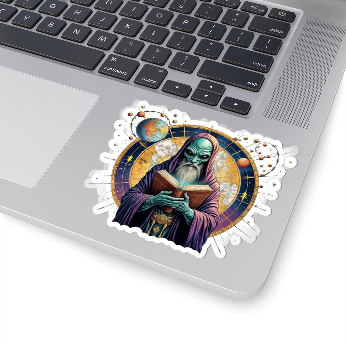 Printify Paper products 4" × 4" / White Sticker - Intergalactic Mystery What's Behind Door Number 3 - Alien & Space Kiss-Cut