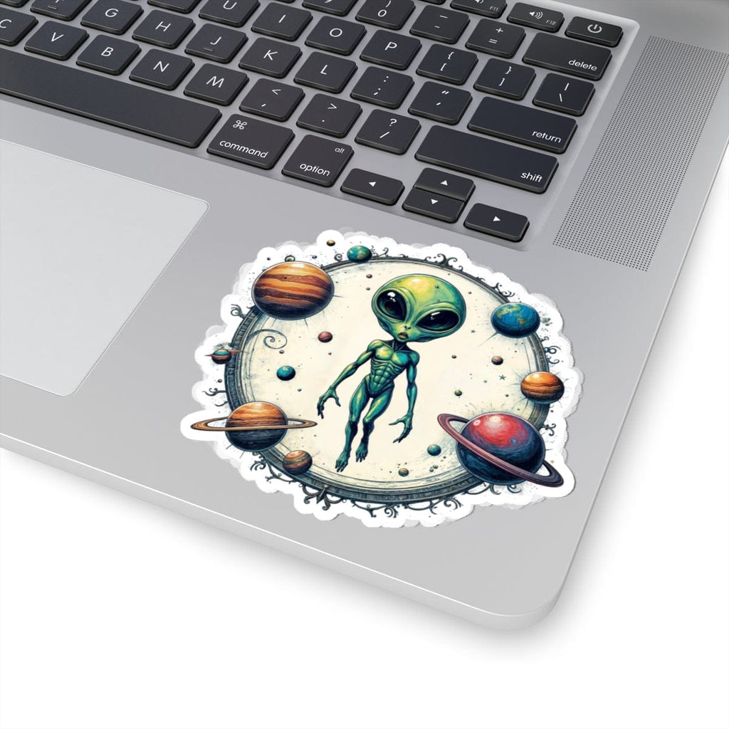 Printify Paper products 4" × 4" / White Sticker - Lost in Space, But Finding Fun Everywhere! - Alien & Space Kiss-Cut