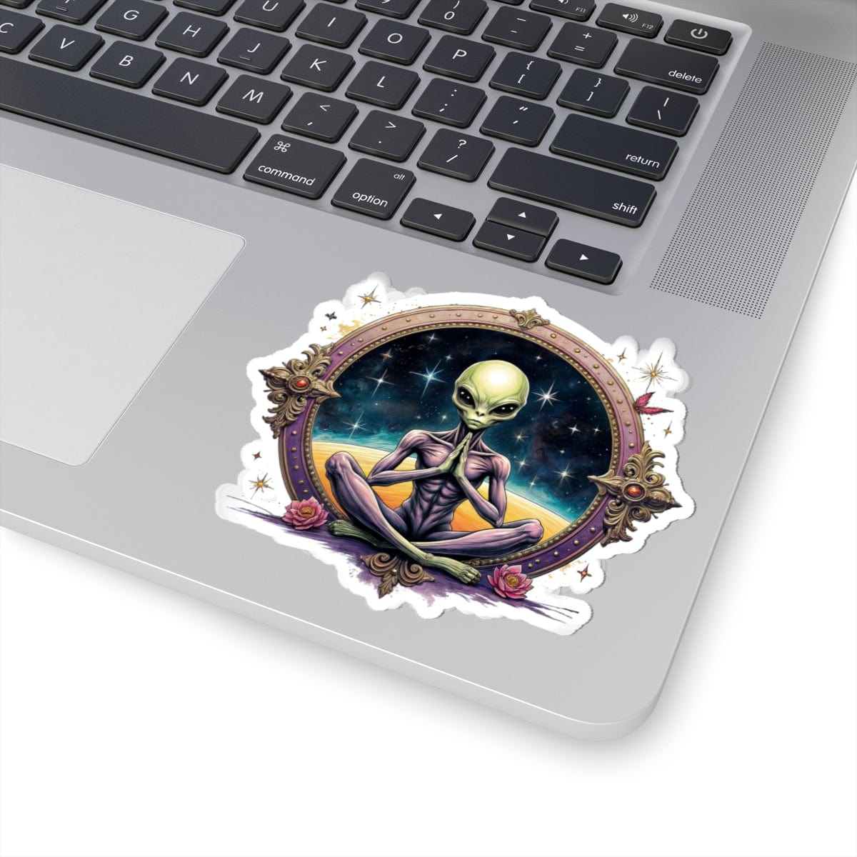 Printify Paper products 4" × 4" / White Sticker - The Truth is Out There… but So Are the Aliens! - Alien & Space Kiss-Cut