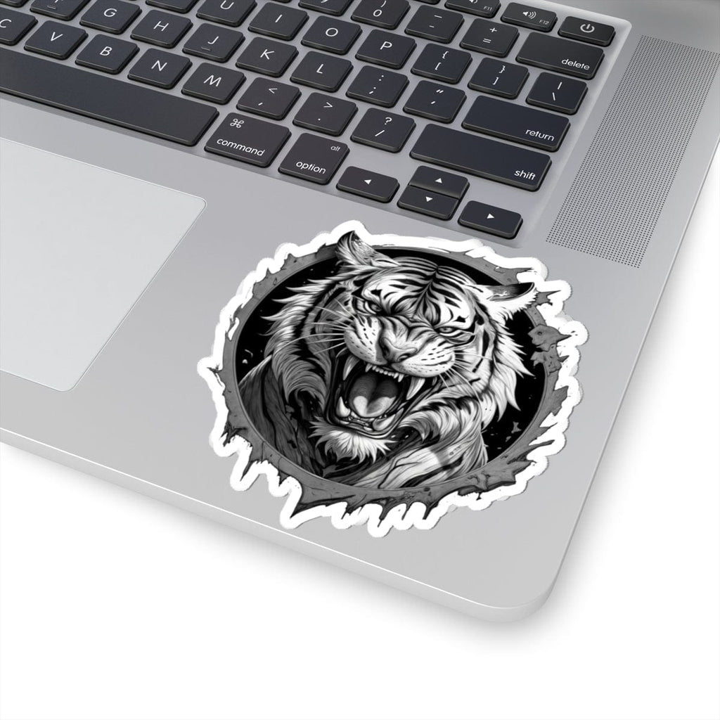 Printify Paper products 4" × 4" / White Tiger Head - Wild & Fierce Kiss-Cut Stickers