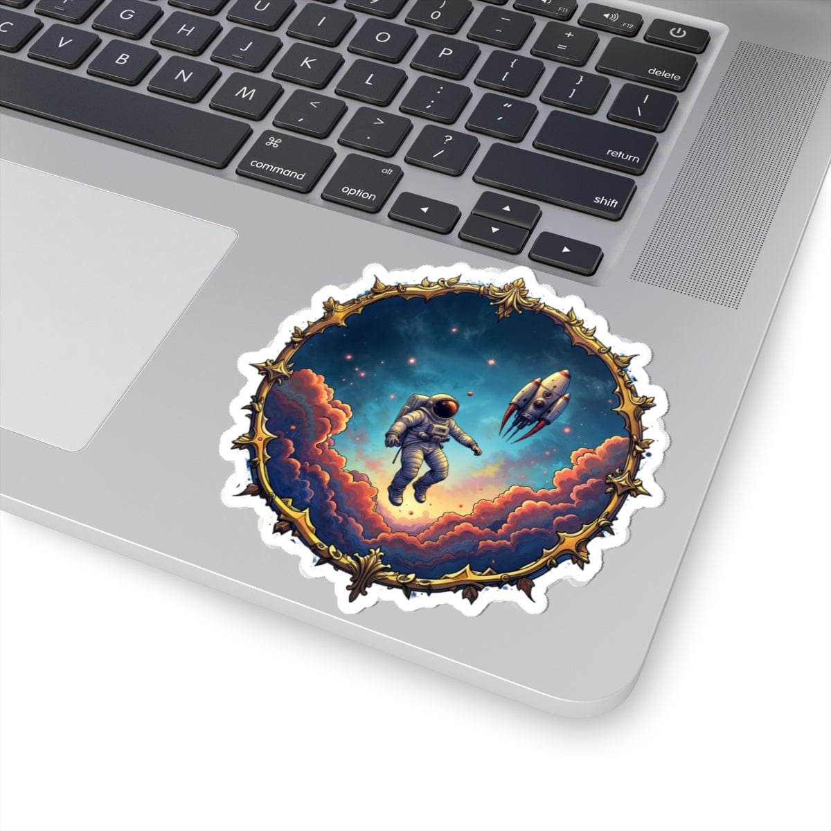Printify Paper products 4" × 4" / White To New Horizons! - UFO & Cosmic Kiss-Cut Stickers
