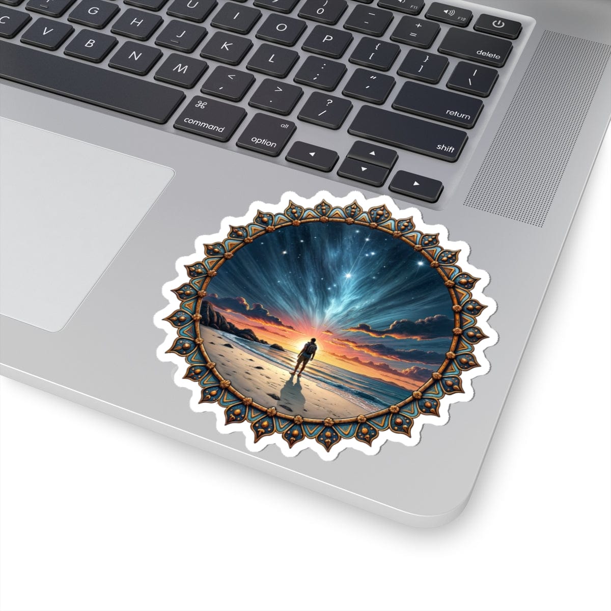 Printify Paper products 4" × 4" / White We Are Not Alone - UFO & Cosmic Kiss-Cut Stickers