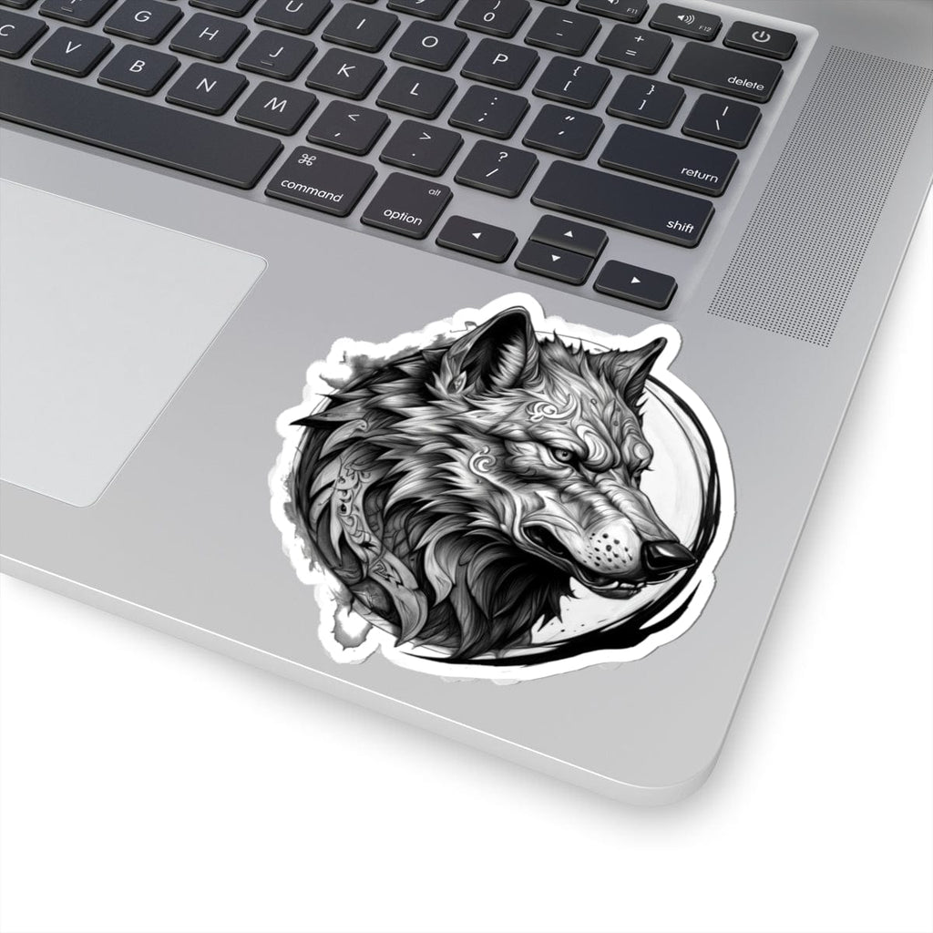 Printify Paper products 4" × 4" / White Wolf Head - Wild & Fierce Kiss-Cut Stickers