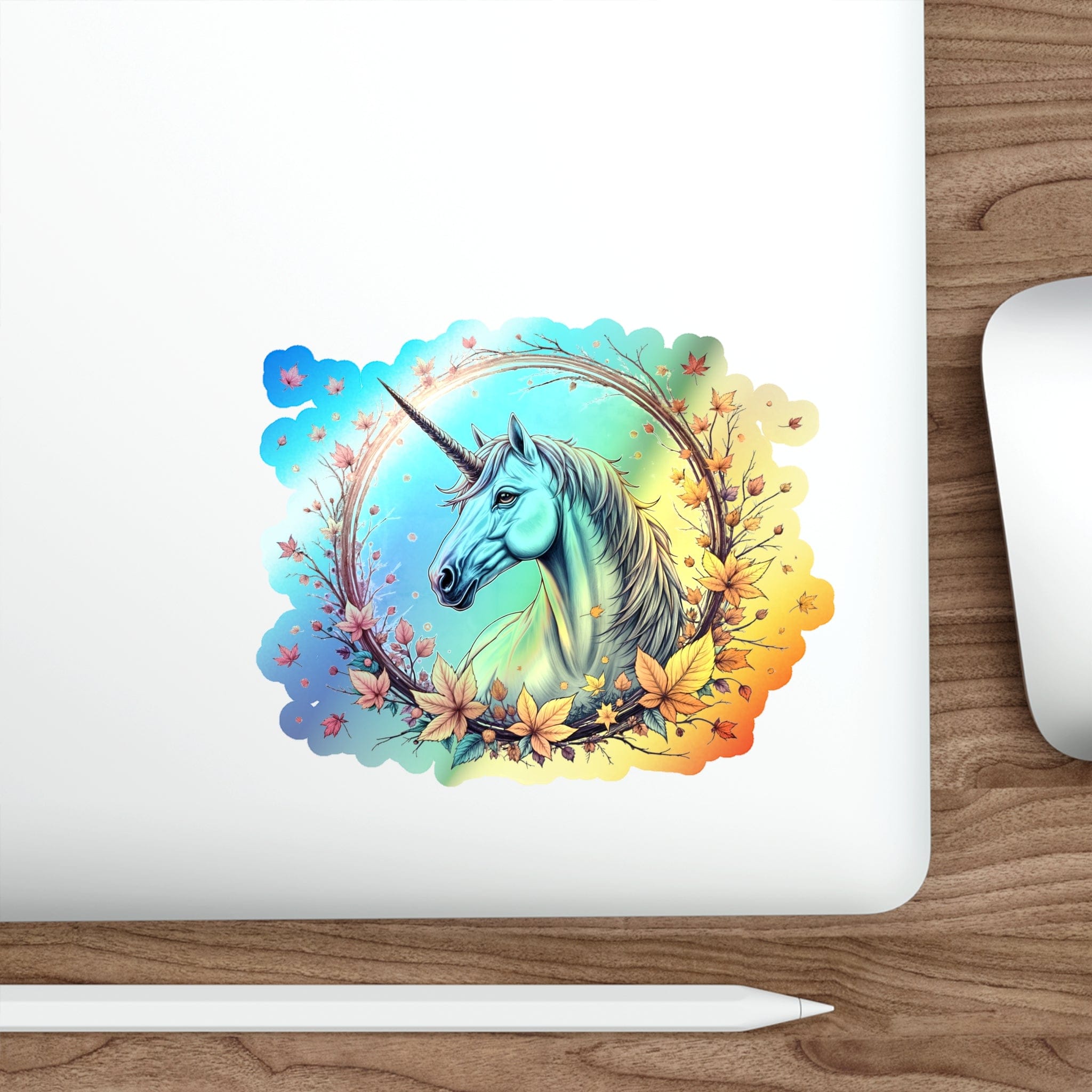 Printify Paper products 5" × 5" / Die-Cut / Holographic Gratitude Unicorn - Holographic Die-Cut Sticker