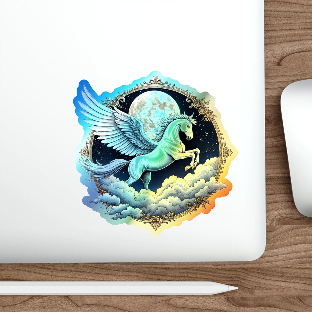 Printify Paper products 5" × 5" / Die-Cut / Holographic Intuition Pegasus - Holographic Die-Cut Sticker