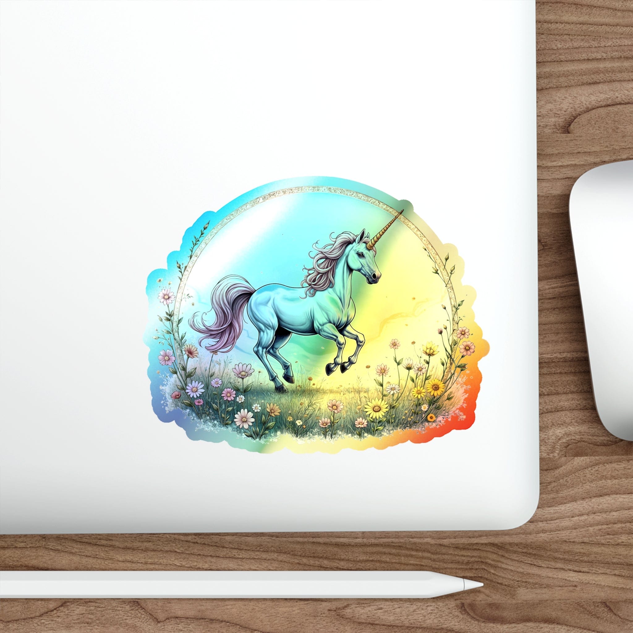 Printify Paper products 5" × 5" / Die-Cut / Holographic Joy Unicorn - Holographic Die-Cut Sticker