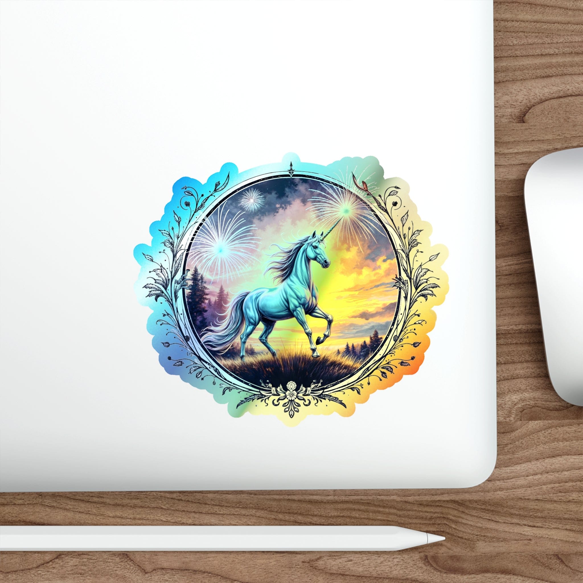 Printify Paper products 5" × 5" / Die-Cut / Holographic Passion Unicorn - Holographic Die-Cut Sticker