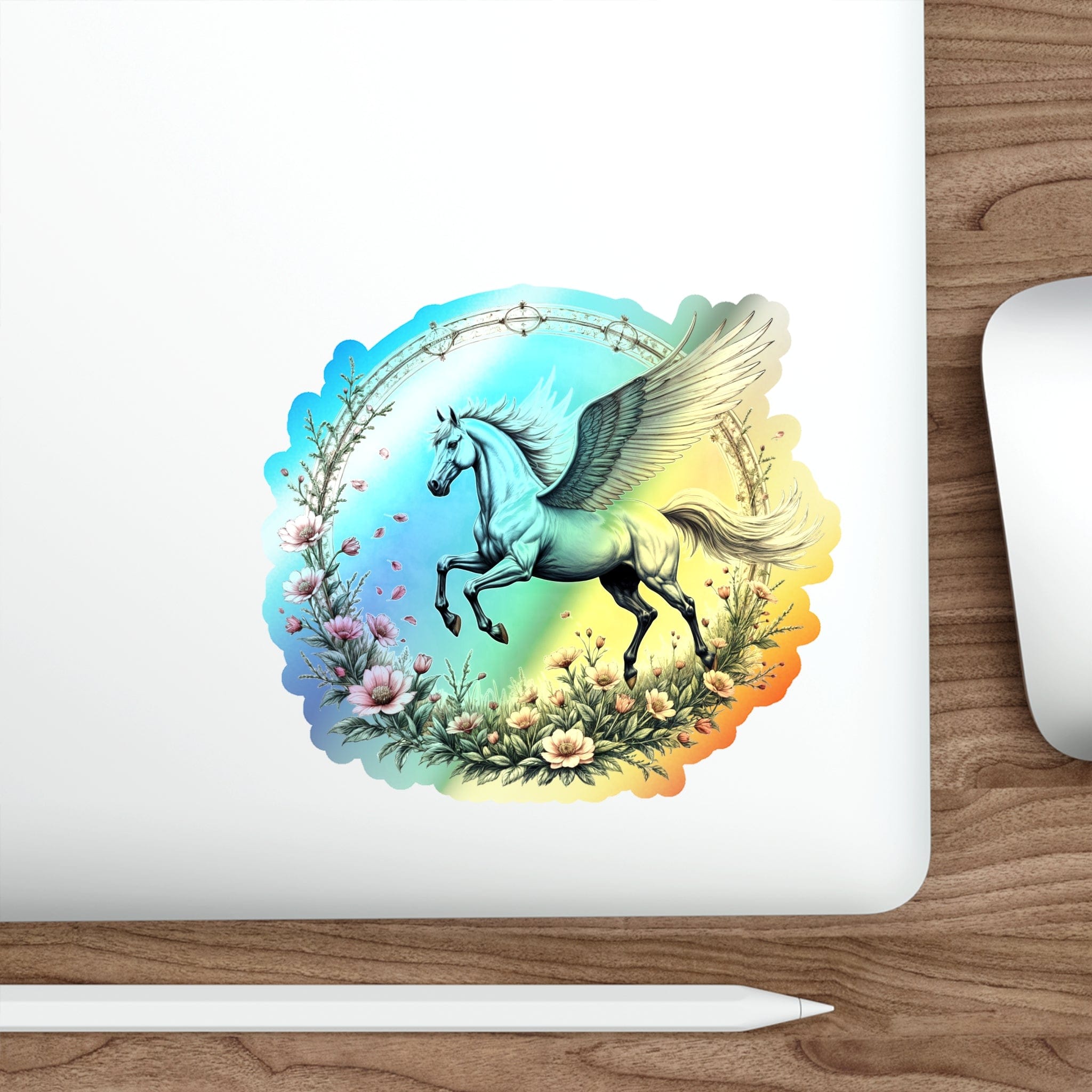 Printify Paper products 5" × 5" / Die-Cut / Holographic Renewal Pegasus - Holographic Die-Cut Sticker