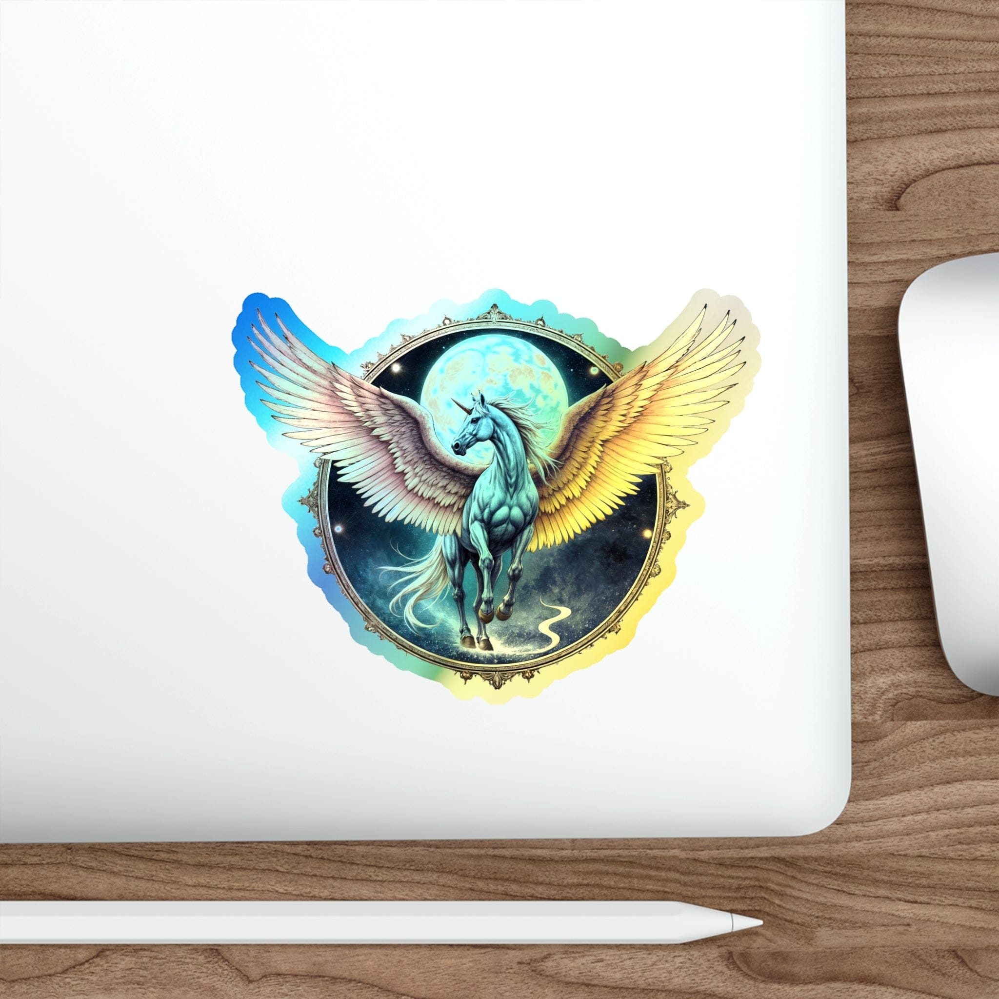 Printify Paper products 5" × 5" / Die-Cut / Holographic Transformation Unicorn Pegasus Alicorn - Holographic Die-Cut Sticker