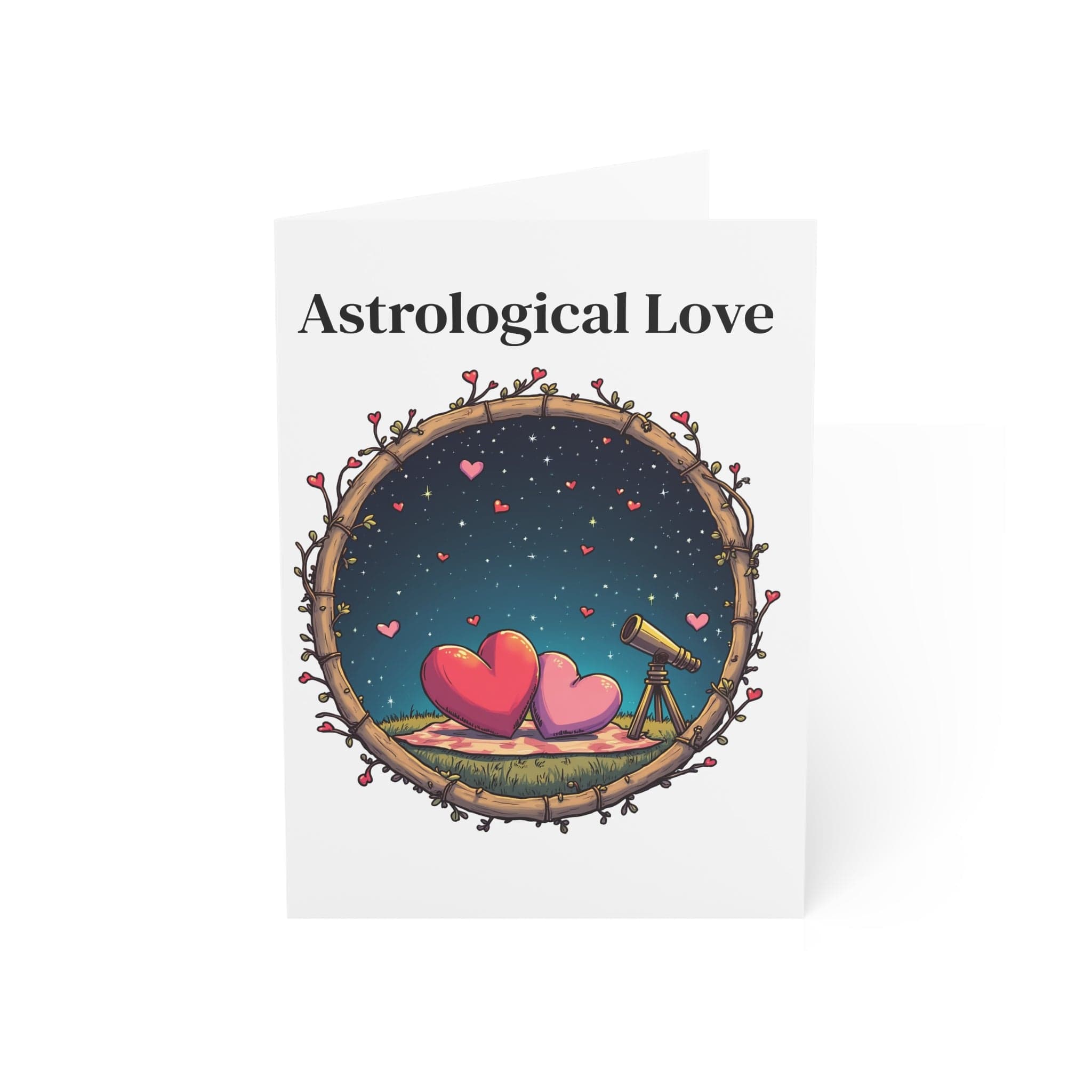 Printify Paper products 5" x 7" (Vertical) / Coated (both sides) / 1 pc Greeting Cards - Astrological Love - Love & Fun Card with QR Code Video