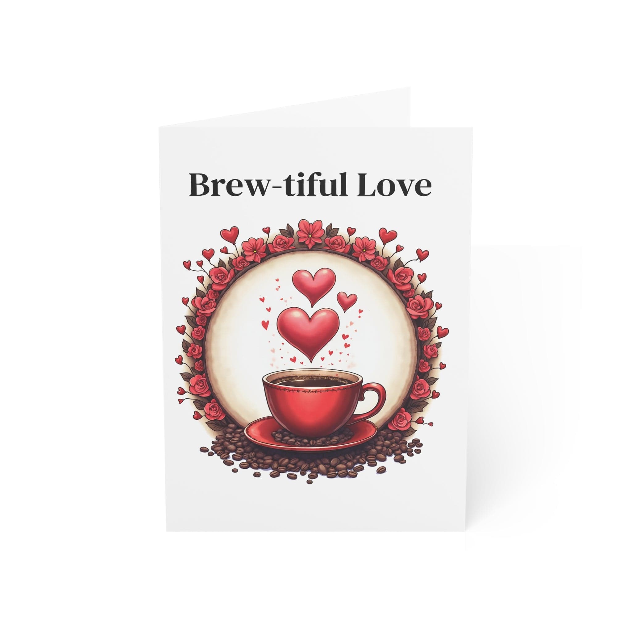 Printify Paper products 5" x 7" (Vertical) / Coated (both sides) / 1 pc Greeting Cards - Brew-tiful Love - Love & Fun Card with QR Code Video