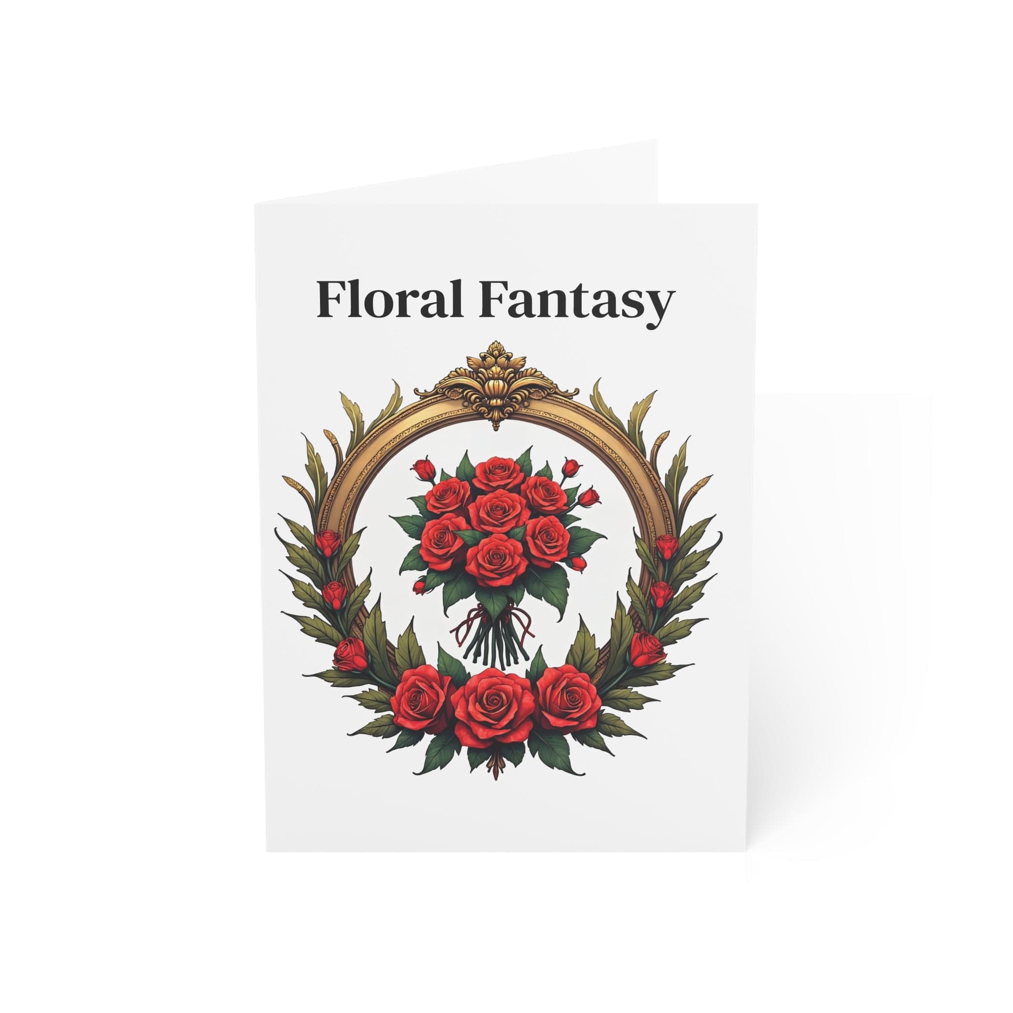 Printify Paper products 5" x 7" (Vertical) / Coated (both sides) / 1 pc Greeting Cards - Floral Fantasy - Love & Romance Card with QR Code Video