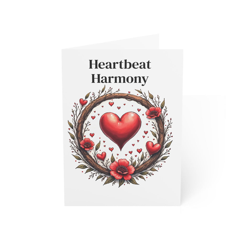 Printify Paper products 5" x 7" (Vertical) / Coated (both sides) / 1 pc Greeting Cards - Heartbeat Harmony - Love & Romance Card with QR Code Video