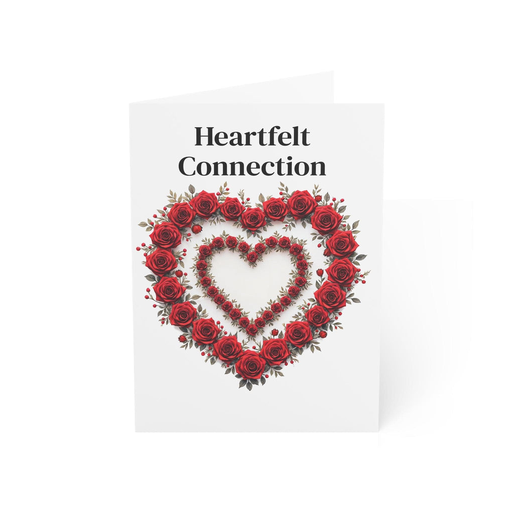 Printify Paper products 5" x 7" (Vertical) / Coated (both sides) / 1 pc Greeting Cards - Heartfelt Connection - Love & Romance Card with QR Code Video