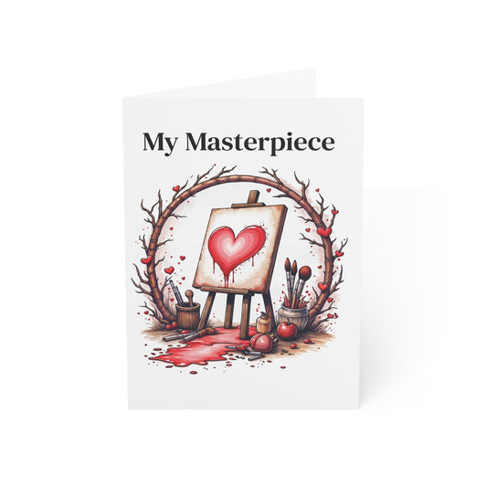 Printify Paper products 5" x 7" (Vertical) / Coated (both sides) / 1 pc Greeting Cards - My Masterpiece - Love & Fun Card with QR Code Video