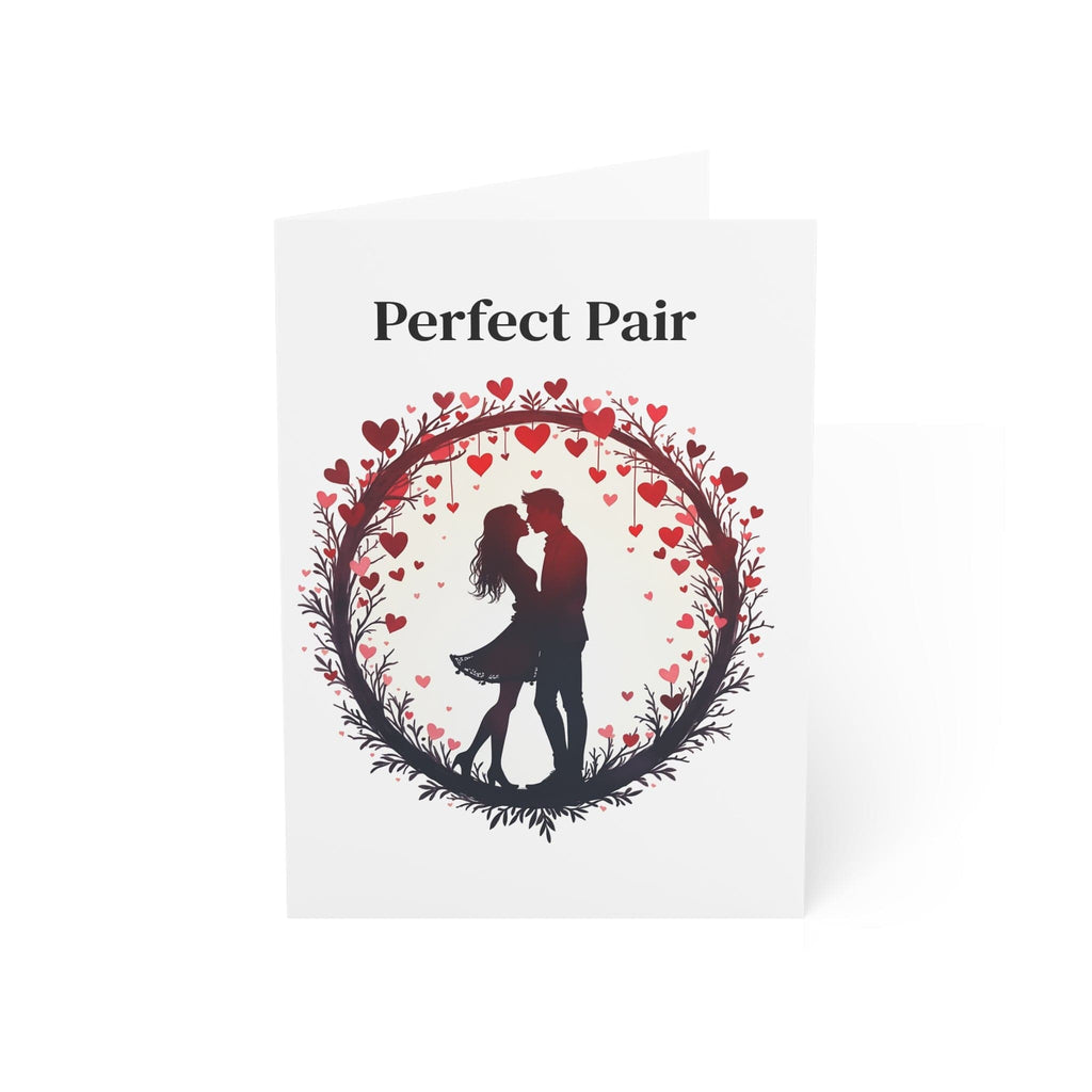 Printify Paper products 5" x 7" (Vertical) / Coated (both sides) / 1 pc Greeting Cards - Perfect Pair - Love & Romance Card with QR Code Video