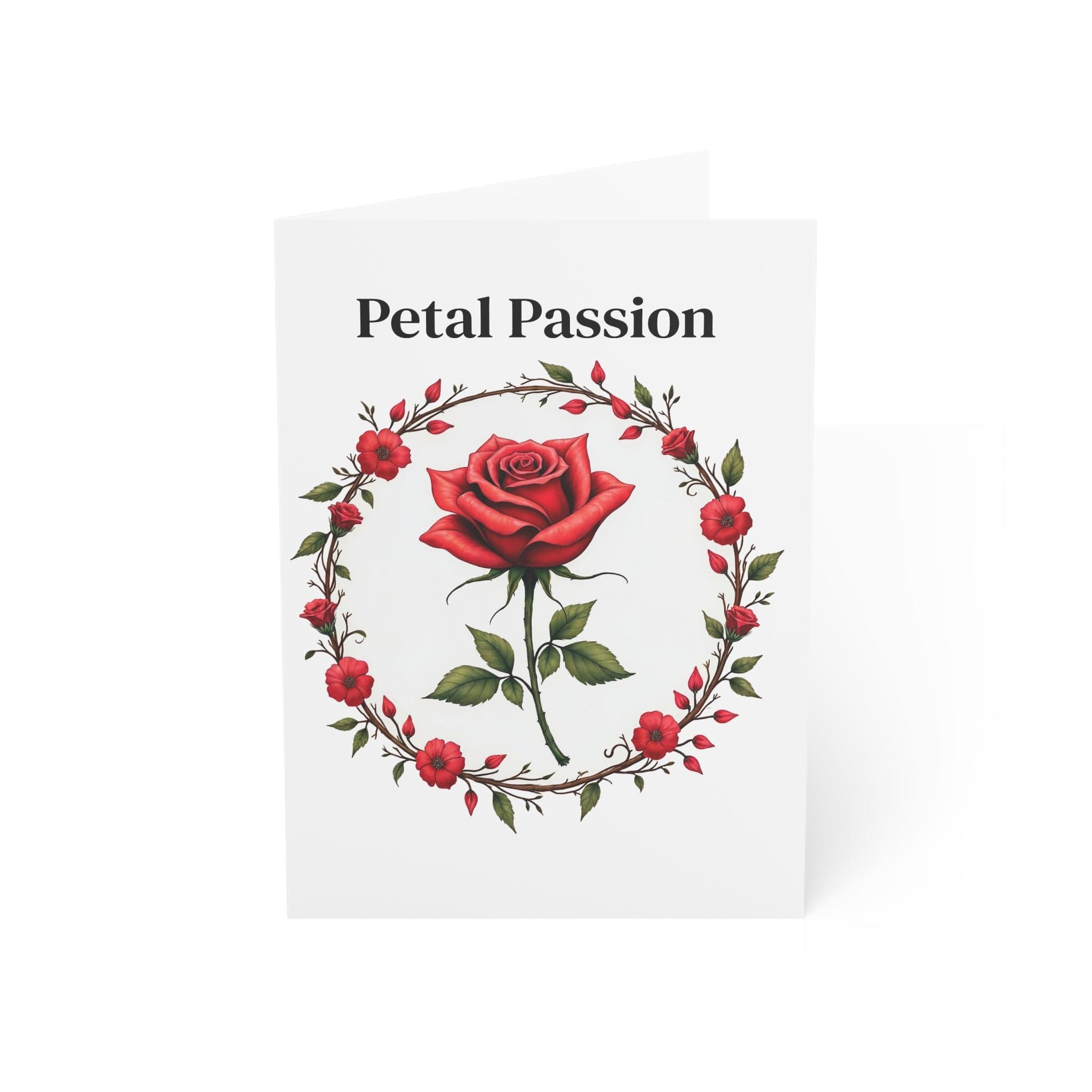 Printify Paper products 5" x 7" (Vertical) / Coated (both sides) / 1 pc Greeting Cards - Petal Passion - Love & Fun Card with QR Code Video
