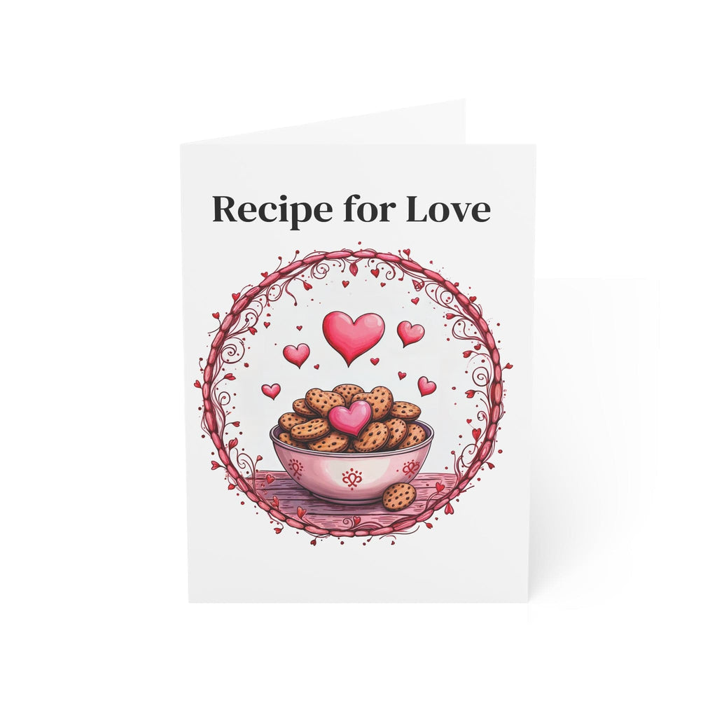 Printify Paper products 5" x 7" (Vertical) / Coated (both sides) / 1 pc Greeting Cards - Recipe for Love - Love & Fun Card with QR Code Video