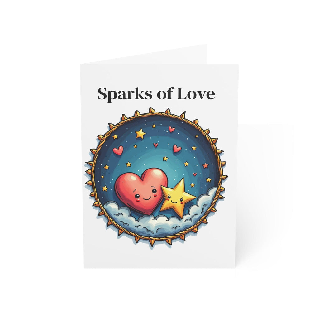 Printify Paper products 5" x 7" (Vertical) / Coated (both sides) / 1 pc Greeting Cards - Sparks of Love - Love & Fun Card with QR Code Video