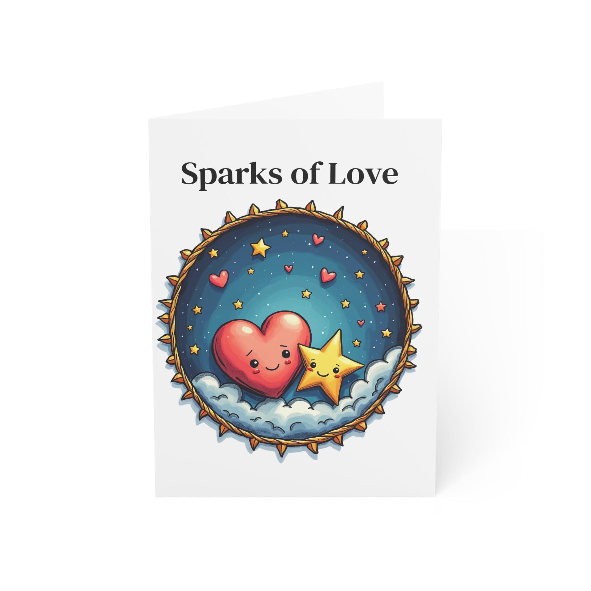 Printify Paper products 5" x 7" (Vertical) / Coated (both sides) / 1 pc Greeting Cards - Sparks of Love - Love & Fun Card with QR Code Video