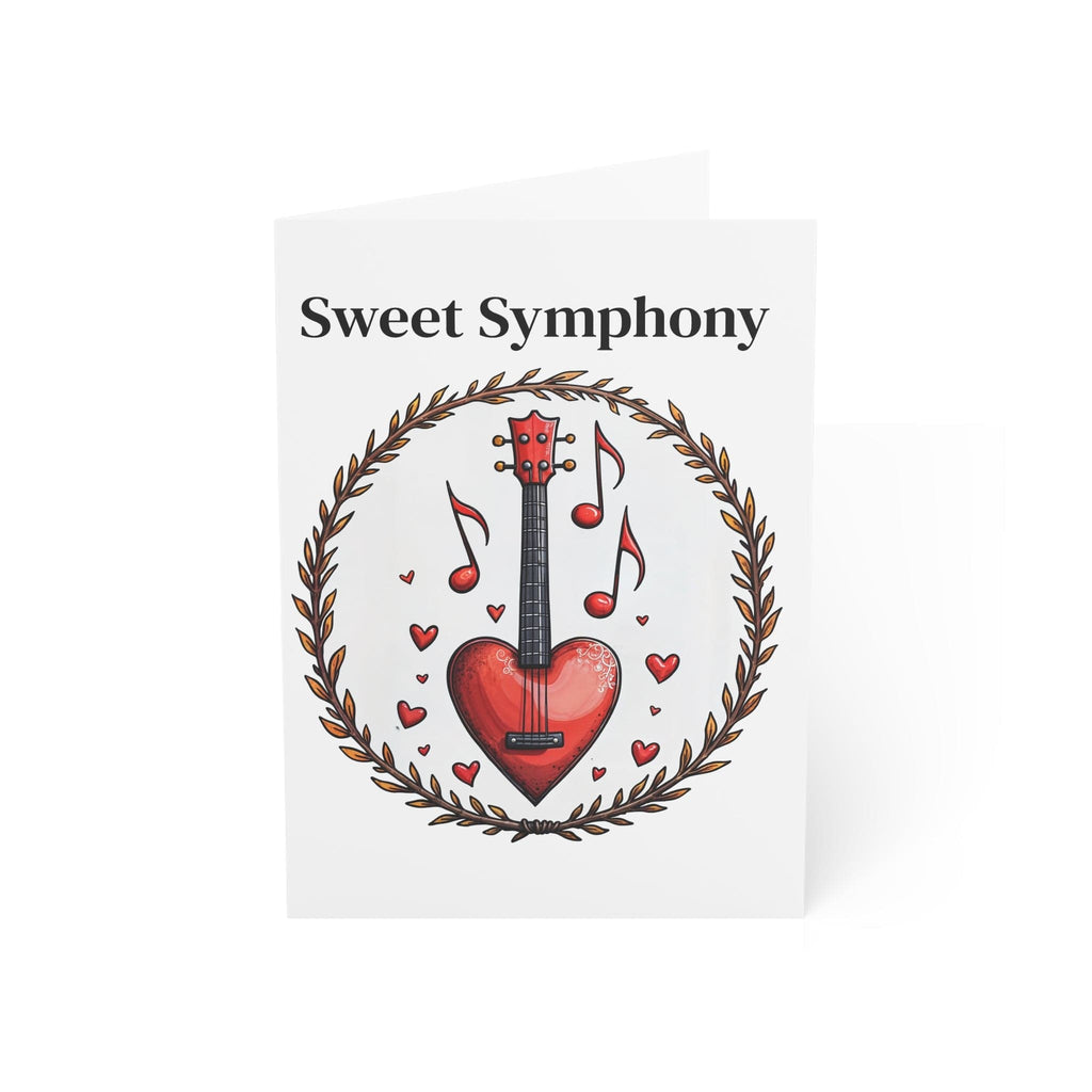 Printify Paper products 5" x 7" (Vertical) / Coated (both sides) / 1 pc Greeting Cards - Sweet Symphony - Love & Fun Card with QR Code Video