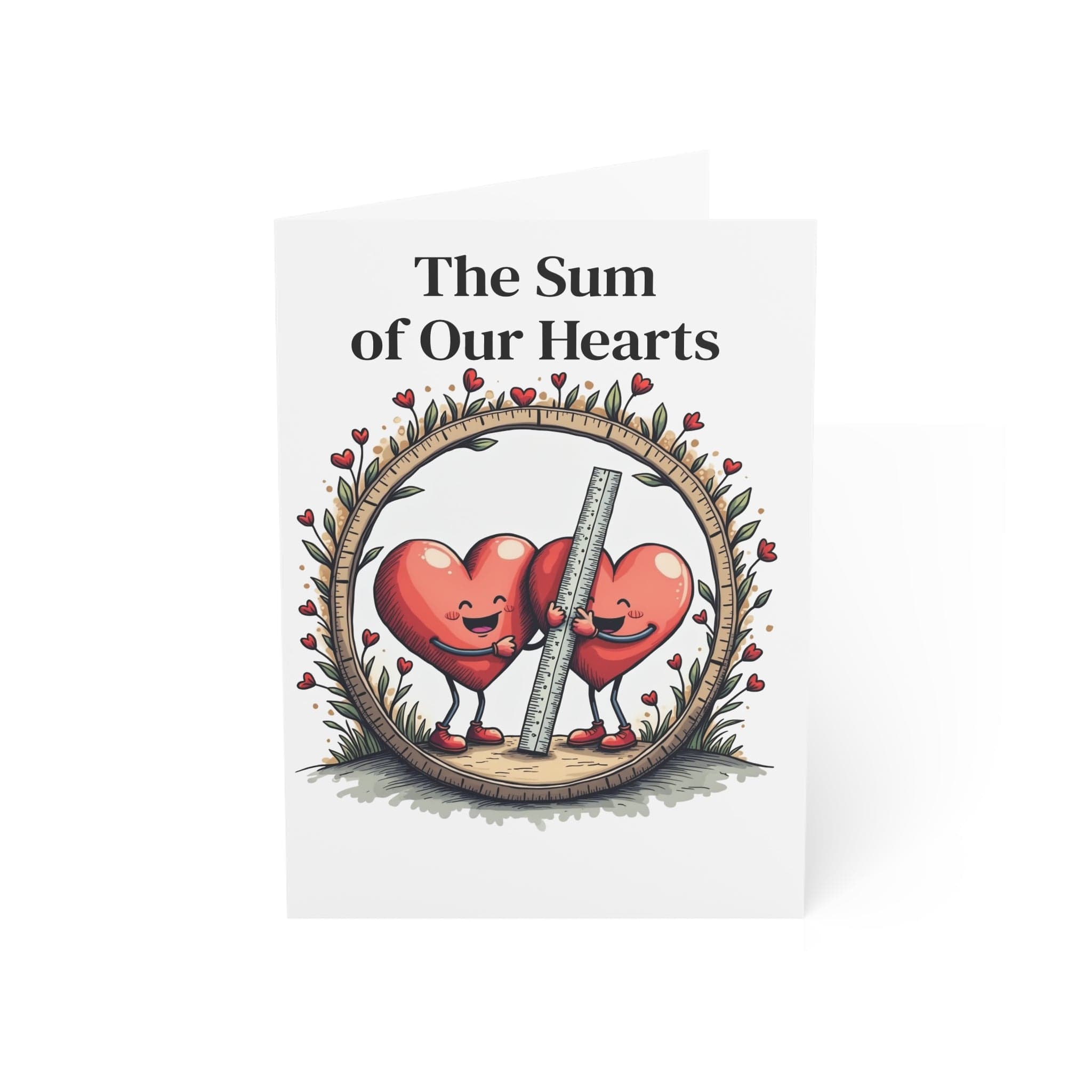 Printify Paper products 5" x 7" (Vertical) / Coated (both sides) / 1 pc Greeting Cards - The Sum of Our Hearts - Love & Fun Card with QR Code Video