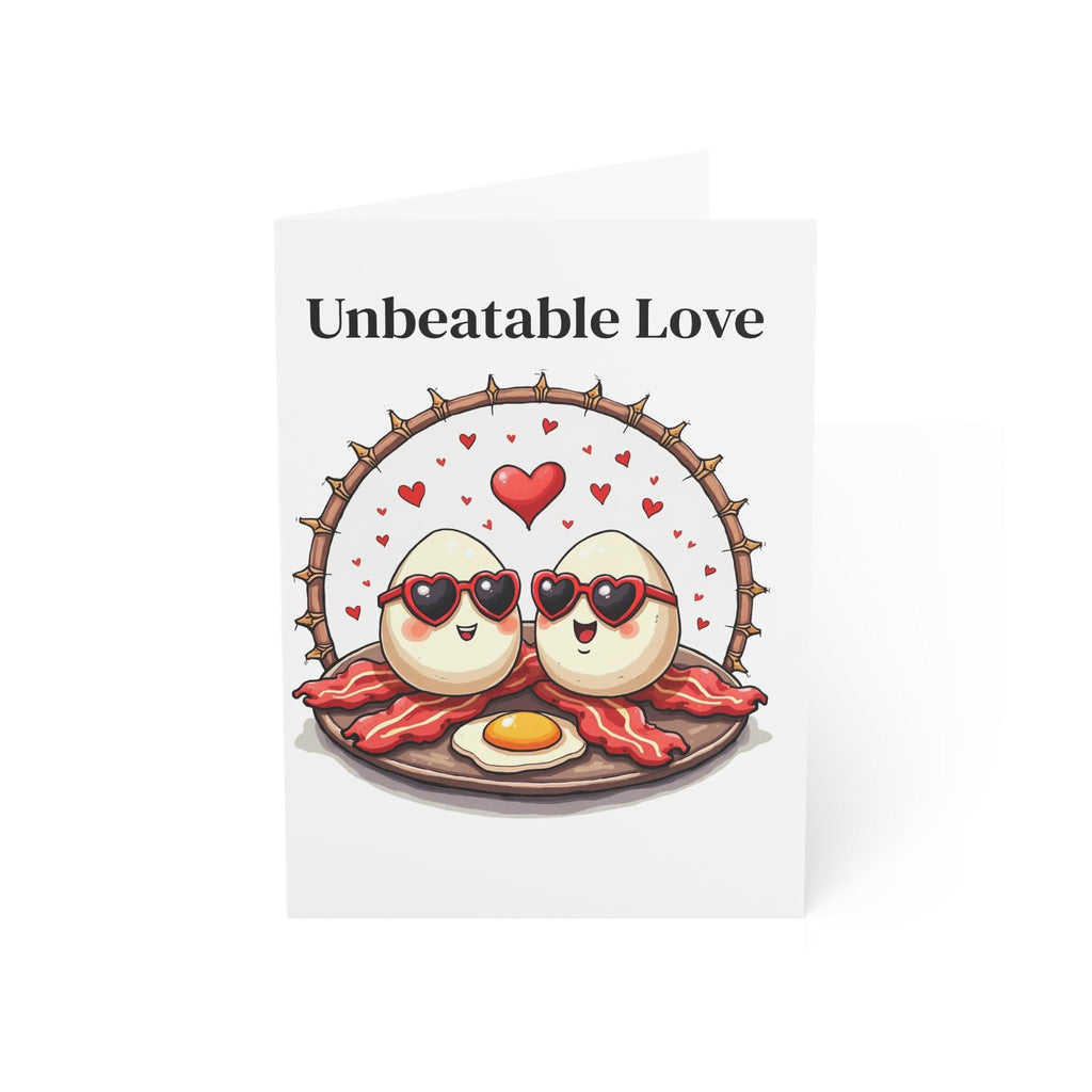 Printify Paper products 5" x 7" (Vertical) / Coated (both sides) / 1 pc Greeting Cards - Unbeatable Love - Love & Fun Card with QR Code Video