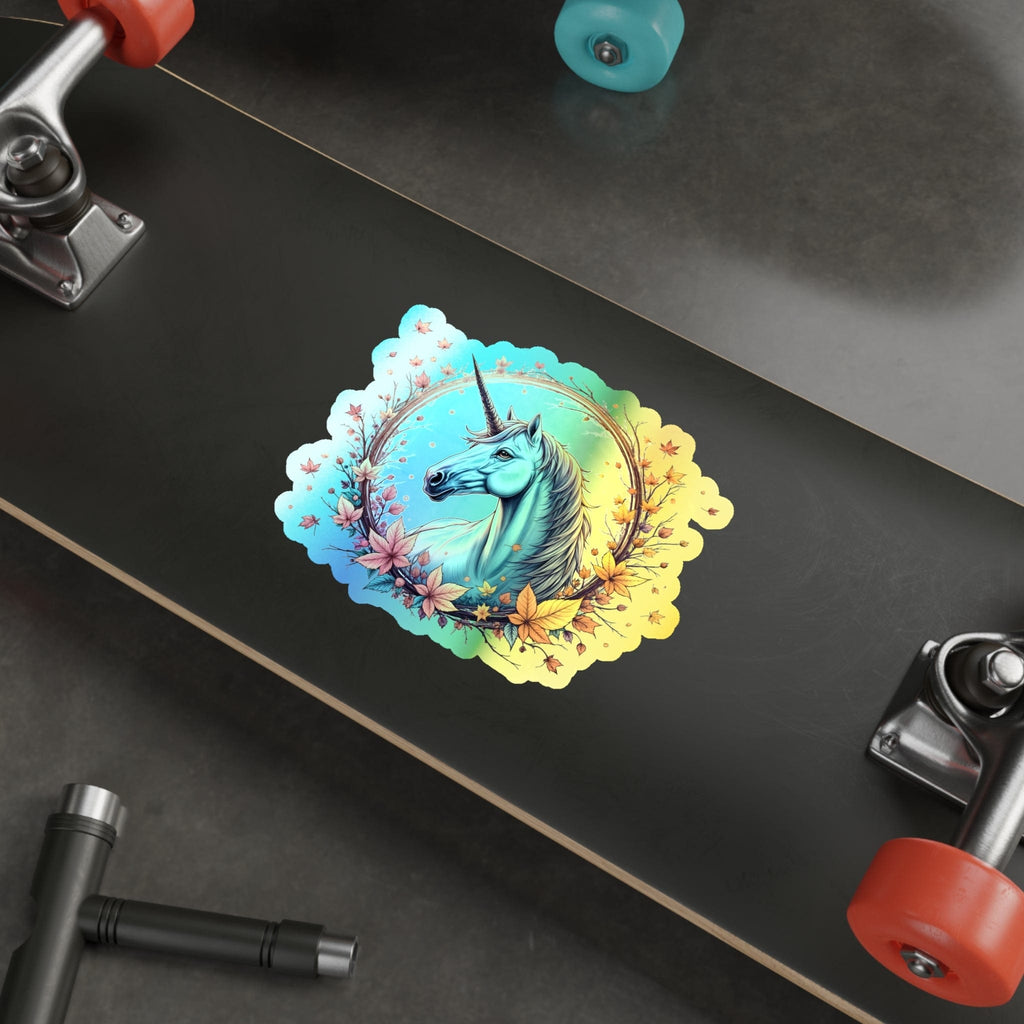 Printify Paper products 6" × 6" / Die-Cut / Holographic Gratitude Unicorn - Holographic Die-Cut Sticker