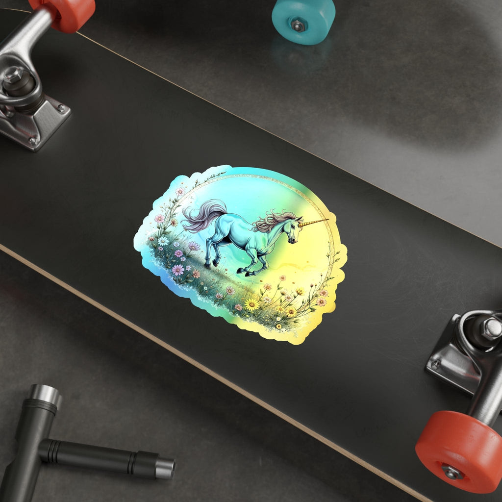 Printify Paper products 6" × 6" / Die-Cut / Holographic Joy Unicorn - Holographic Die-Cut Sticker
