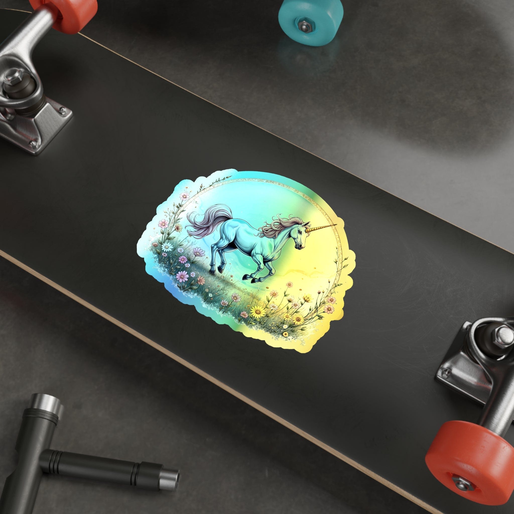 Printify Paper products 6" × 6" / Die-Cut / Holographic Joy Unicorn - Holographic Die-Cut Sticker