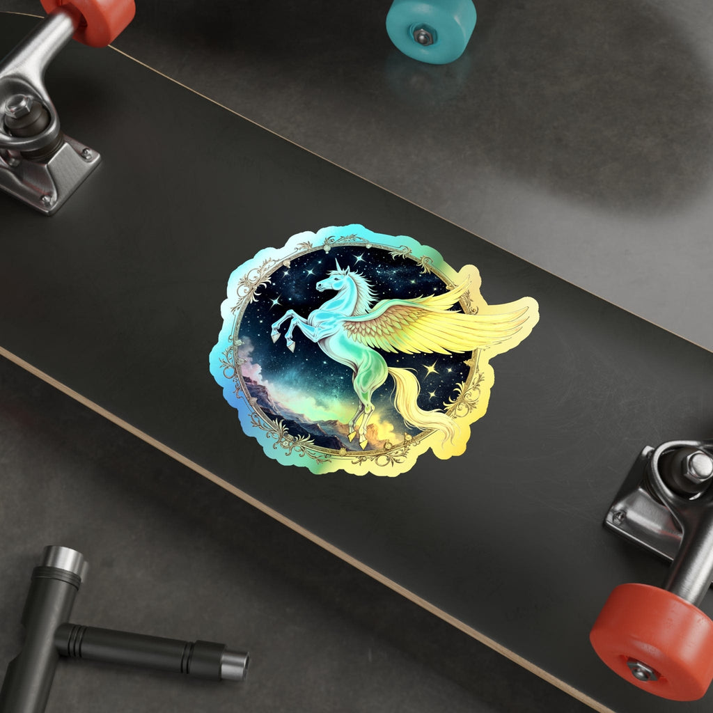 Printify Paper products 6" × 6" / Die-Cut / Holographic Light Unicorn Pegasus Alicorn- Holographic Die-Cut Sticker