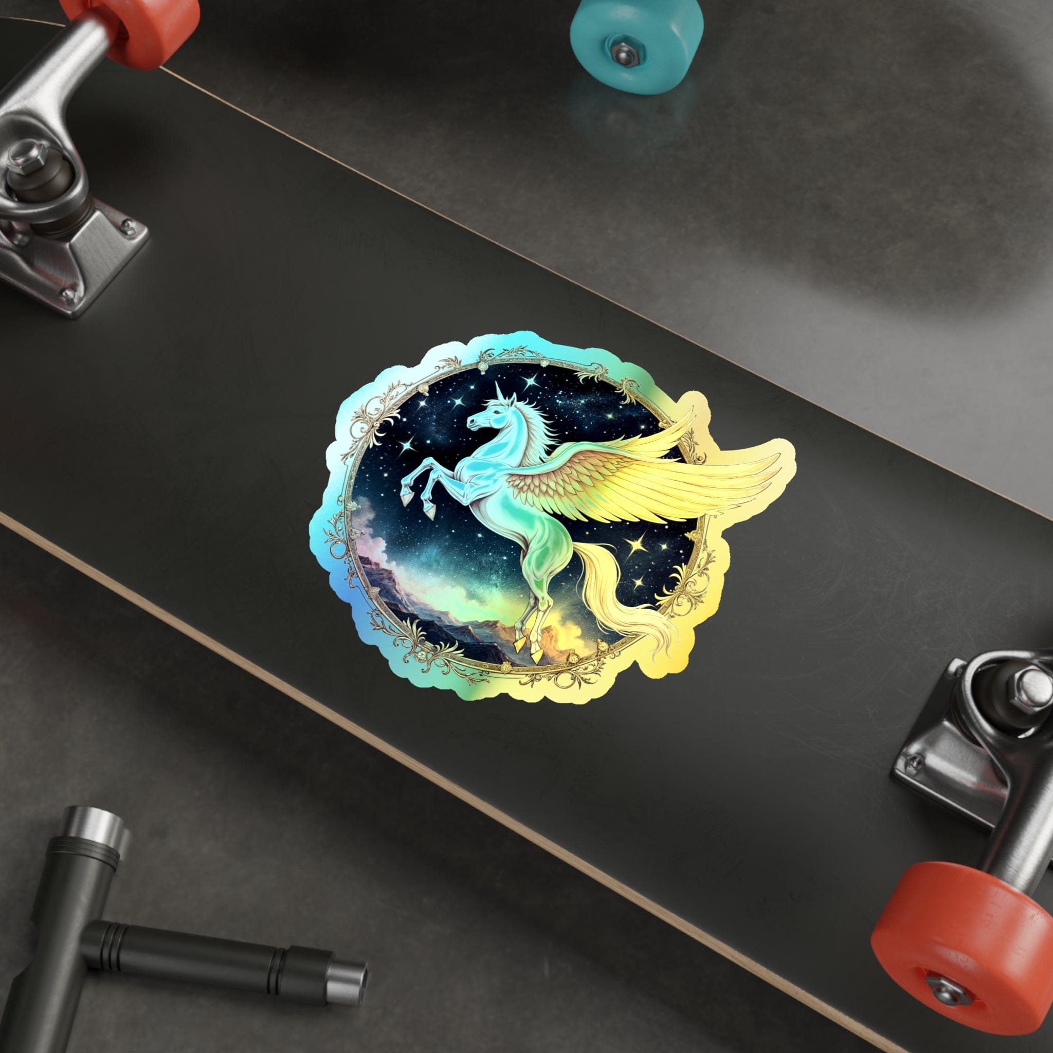 Printify Paper products 6" × 6" / Die-Cut / Holographic Light Unicorn Pegasus Alicorn- Holographic Die-Cut Sticker