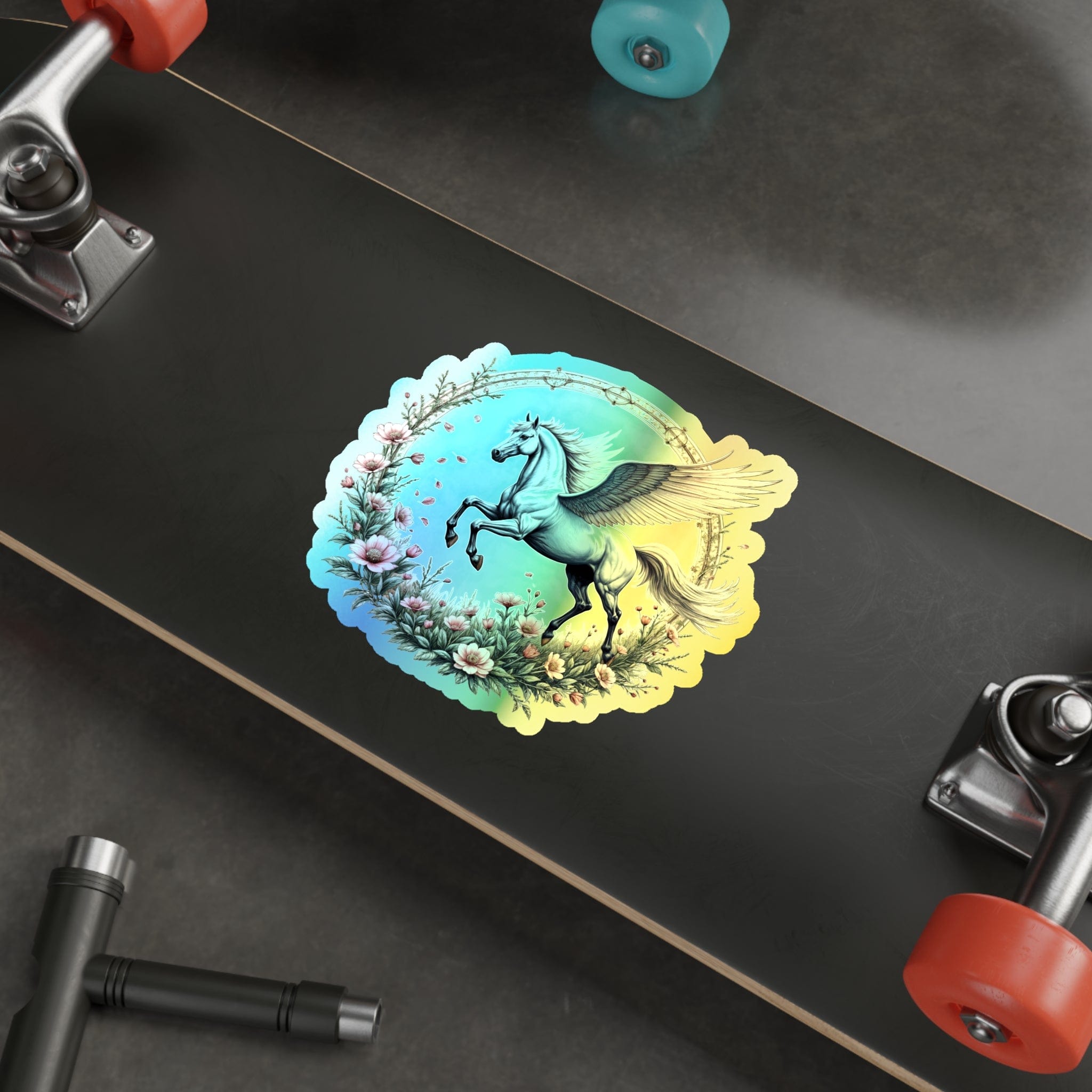 Printify Paper products 6" × 6" / Die-Cut / Holographic Renewal Pegasus - Holographic Die-Cut Sticker