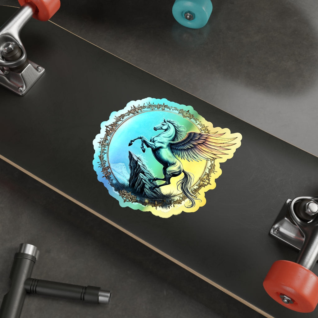 Printify Paper products 6" × 6" / Die-Cut / Holographic Strength Pegasus - Holographic Die-Cut Sticker