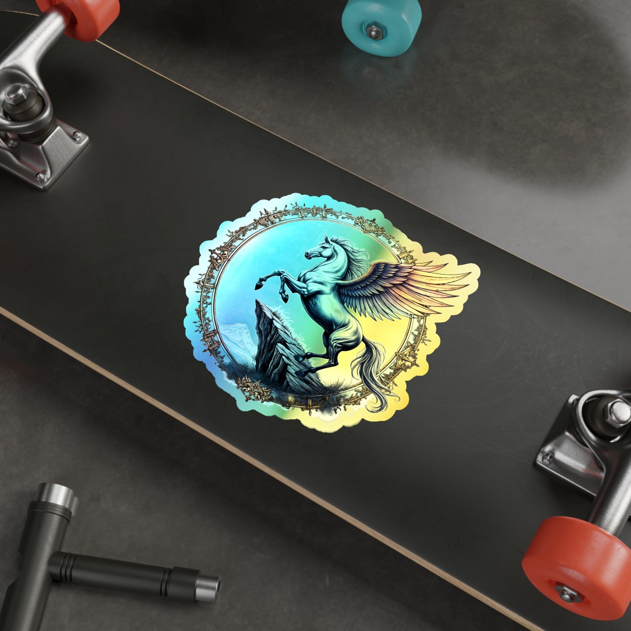 Printify Paper products 6" × 6" / Die-Cut / Holographic Strength Pegasus - Holographic Die-Cut Sticker