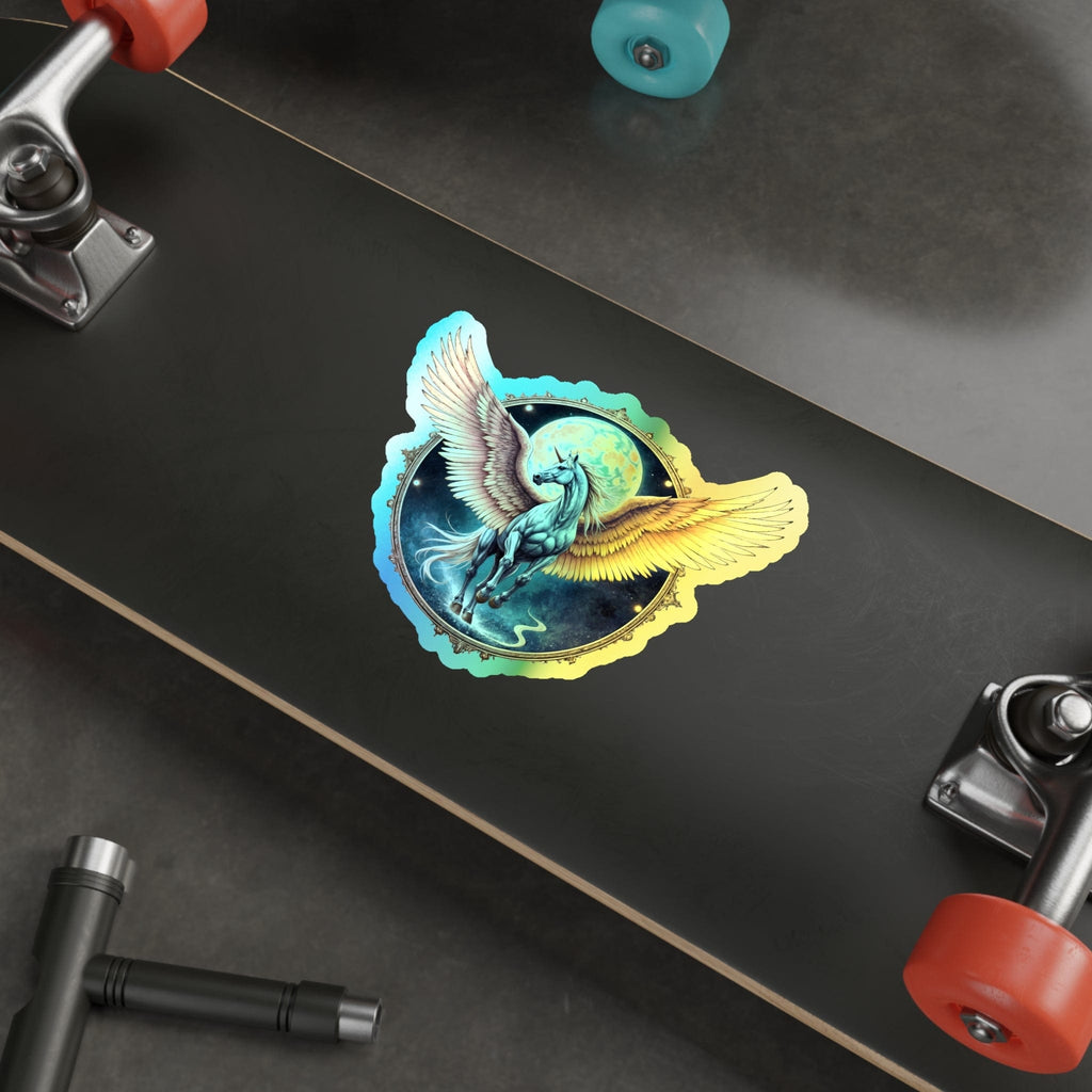 Printify Paper products 6" × 6" / Die-Cut / Holographic Transformation Unicorn Pegasus Alicorn - Holographic Die-Cut Sticker