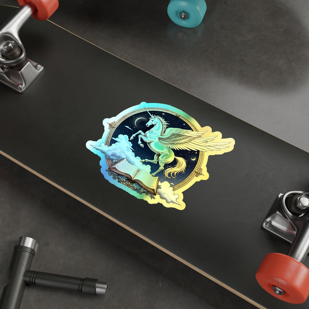 Printify Paper products 6" × 6" / Die-Cut / Holographic Wisdom Unicorn Pegasus Alicorn - Holographic Die-Cut Sticker