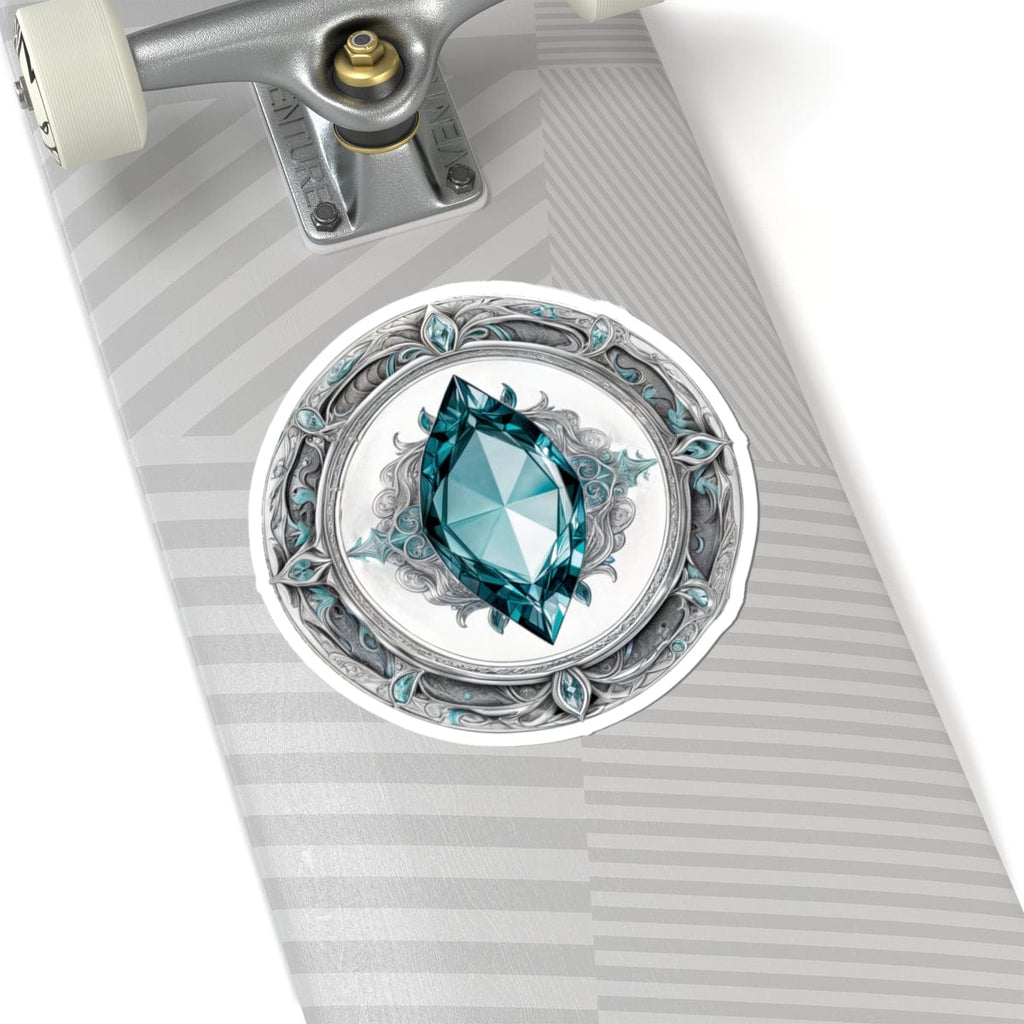 Printify Paper products 6" × 6" / White Aquamarine - Crystals & Gemstones Kiss-Cut Stickers