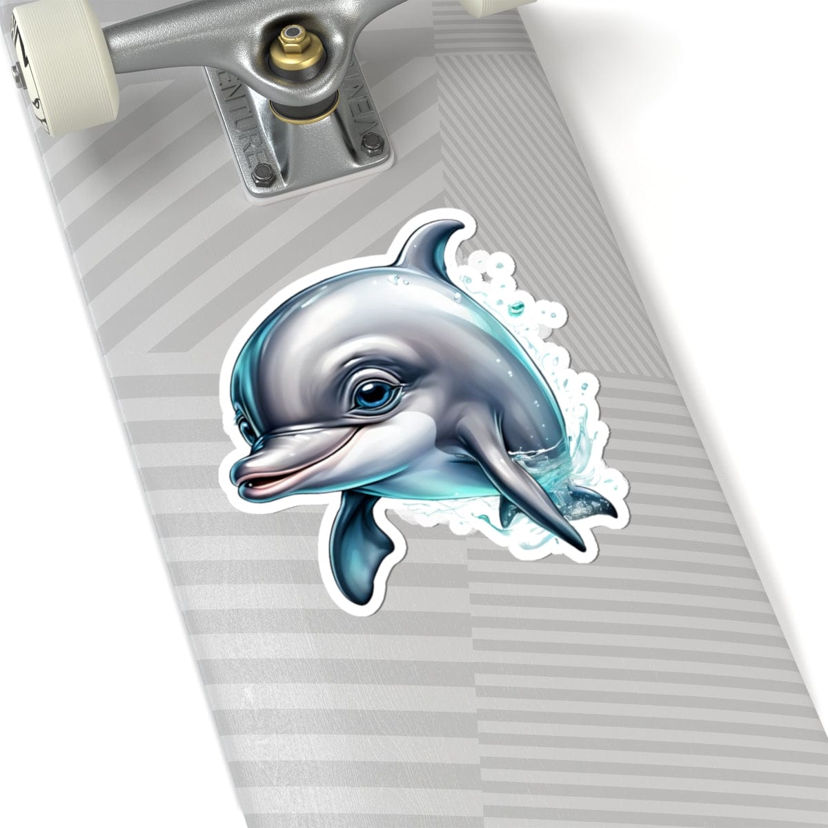 Printify Paper products 6" × 6" / White Baby Dolphin - Hyper Cute Kiss-Cut Stickers